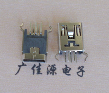 江门MINI USB5p母座|B型口180度|直插弯脚