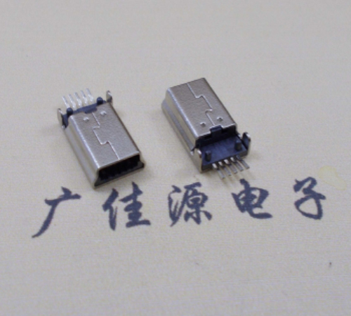 江门MINI USB公头 5pin端子贴板带柱 10.7mm体长