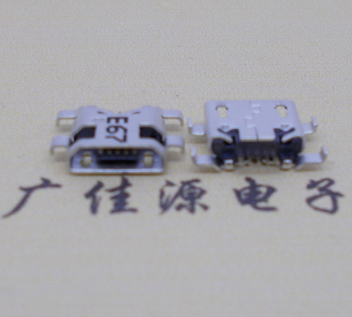 江门Micro usb 反向沉板1.2mm接口四脚插直边无导位