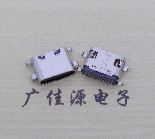 江门type c16p沉板母座破板0.8mm/1.0mm/1.2mm/1.6mm四脚插板端子SMT总体长度L=6.5mm