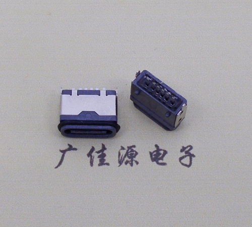 江门usb type c6p防水立插母座两脚插带定位柱